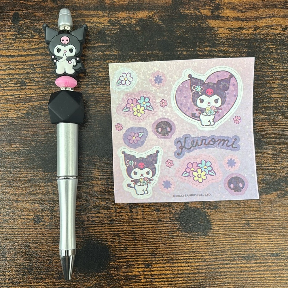 Kuromi custom pen + stickers